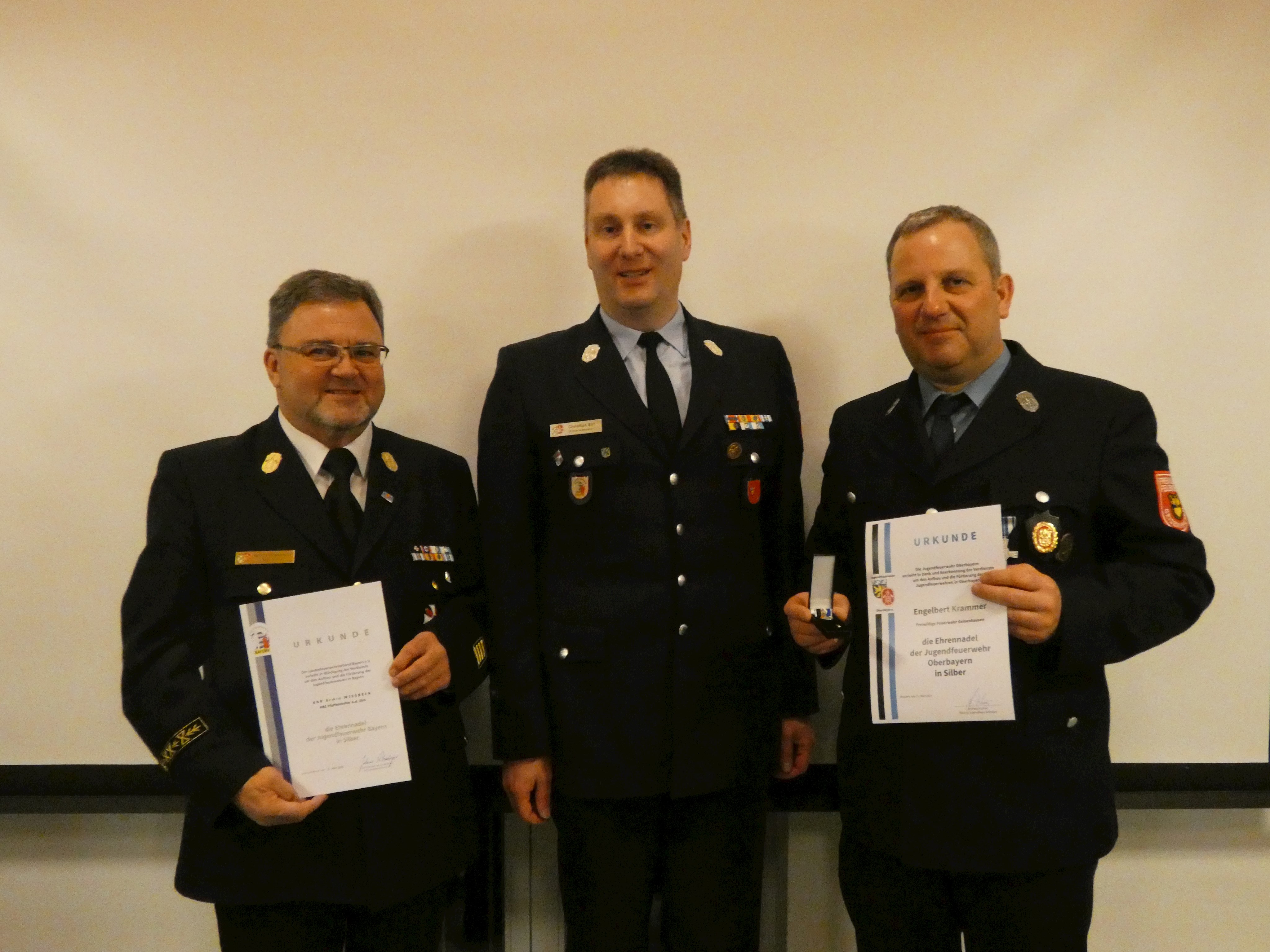 v.l.n.r. KBR Armin Wiesbeck, KJFW Christian Sirl und Engelbert Krammer (auf dem Bild fehlt Manfred Gaßner)