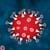 Corona-virus rot auf blauem Hintergrund
