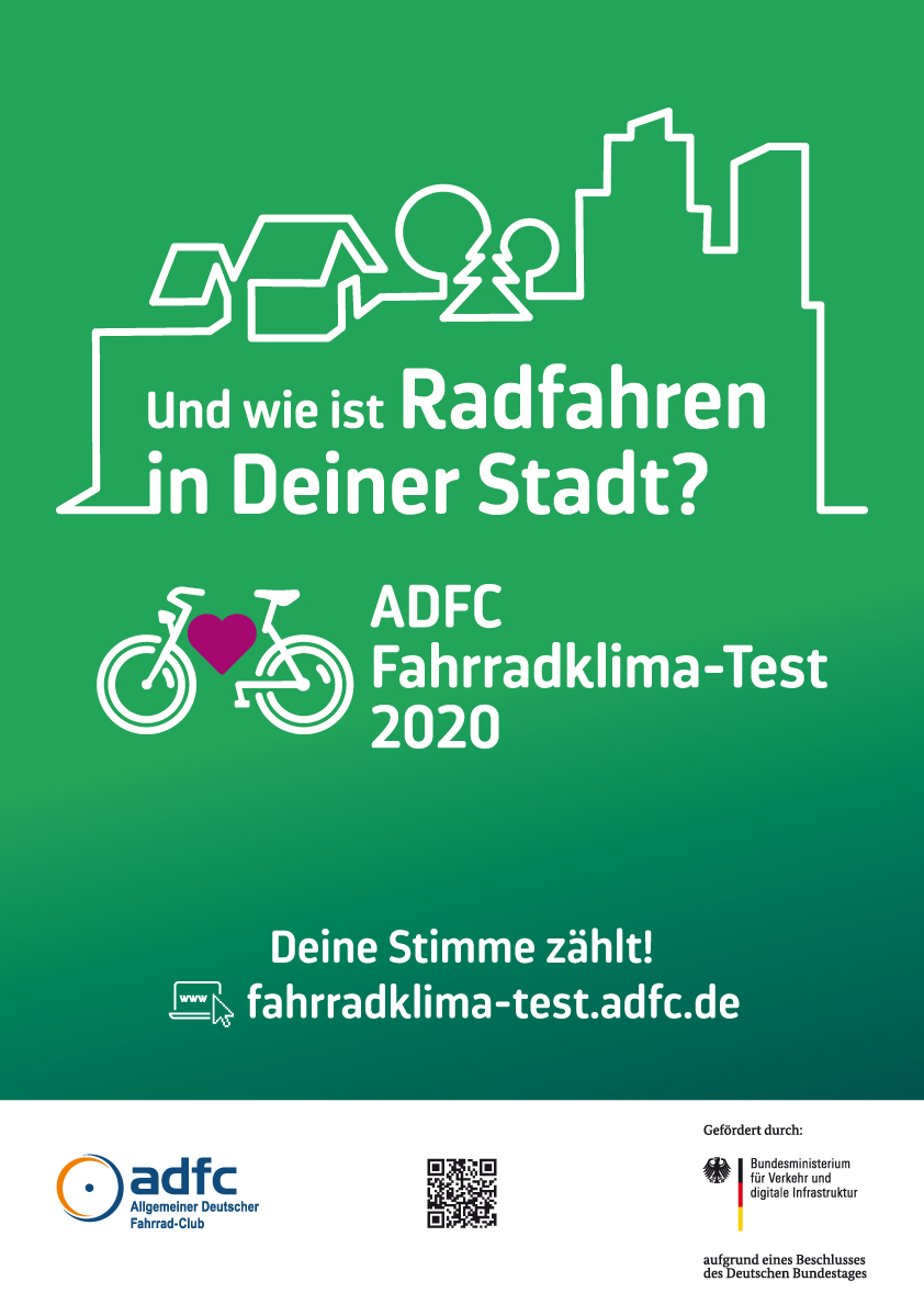 Plakat ADFC-Fahrradklima-Test 2020