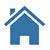 blaues Haus mit Kamin