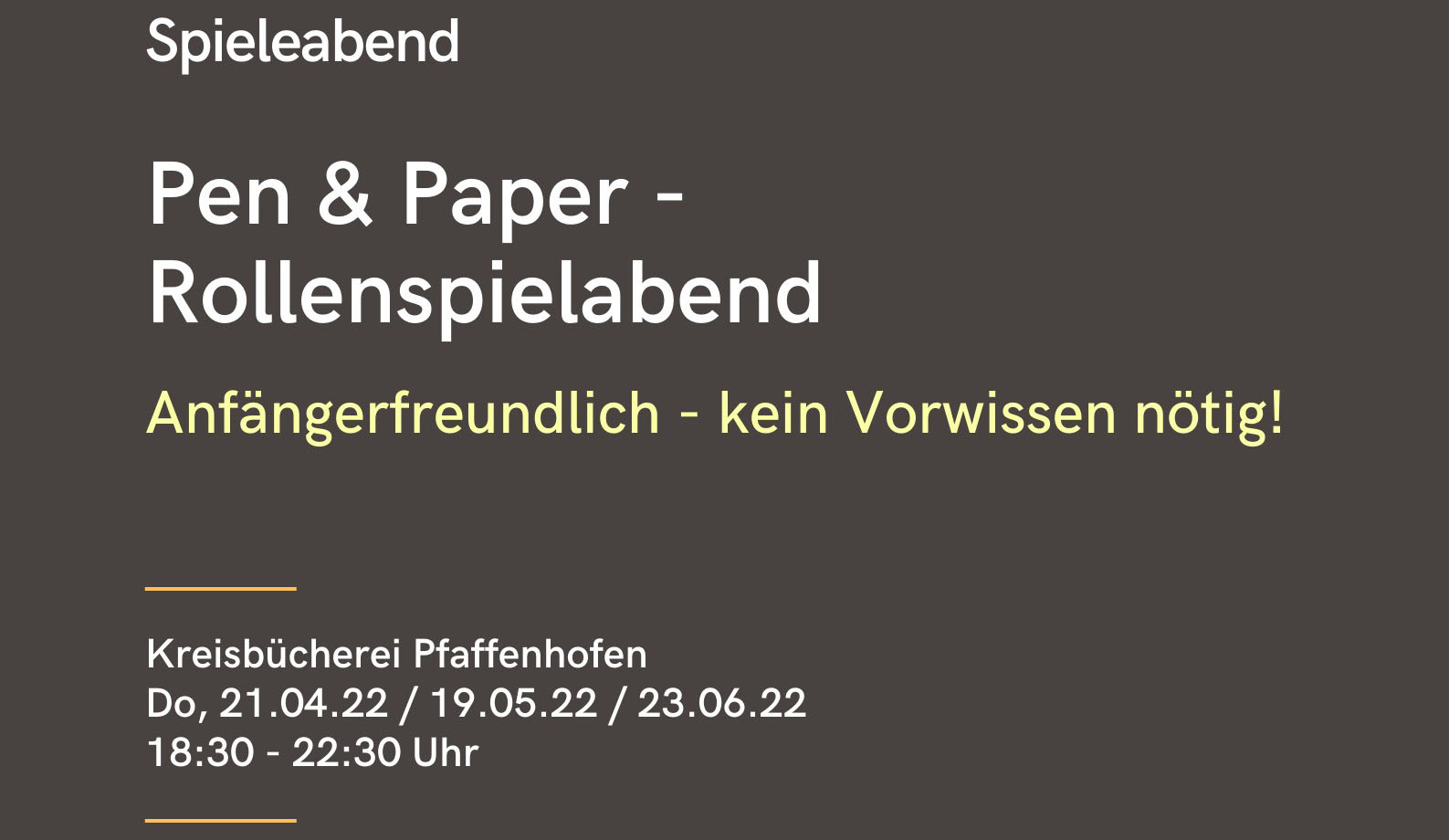 Pen & Paper – Rollenspielabend in der Kreisbücherei