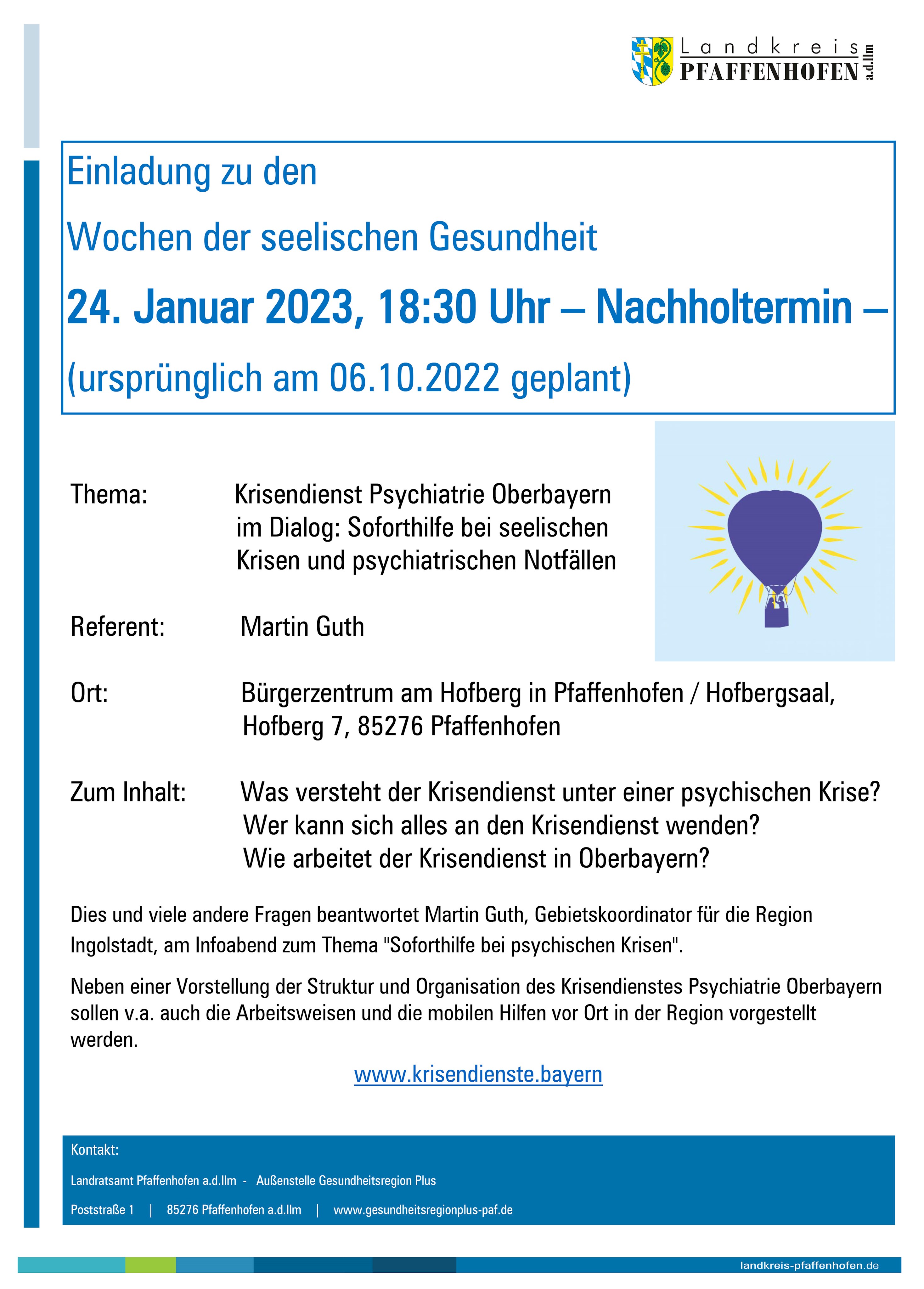 Plakat Nachholtermin de Wochen der seelischen Gesundheit am 24.01.2023 Nachholtermin seelische Gesundheit