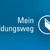 Logo Mein Bildungsweg, weiße Schrift auf blauem Hintergrund