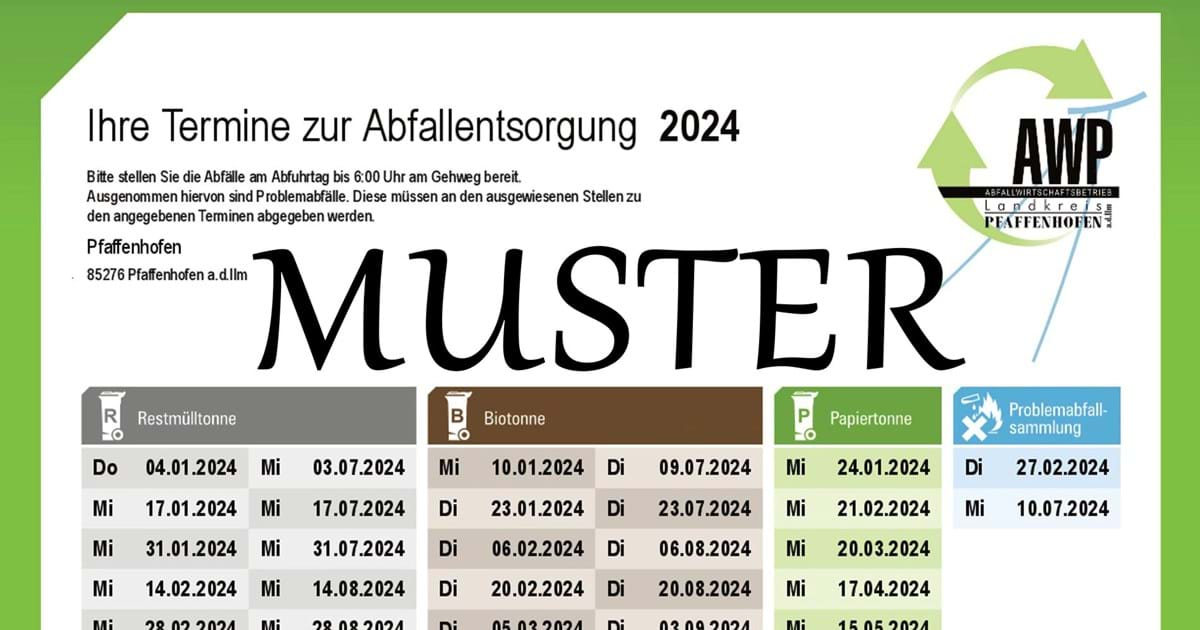 AWP informiert Abfuhrterminpläne jetzt online Landkreis Pfaffenhofen