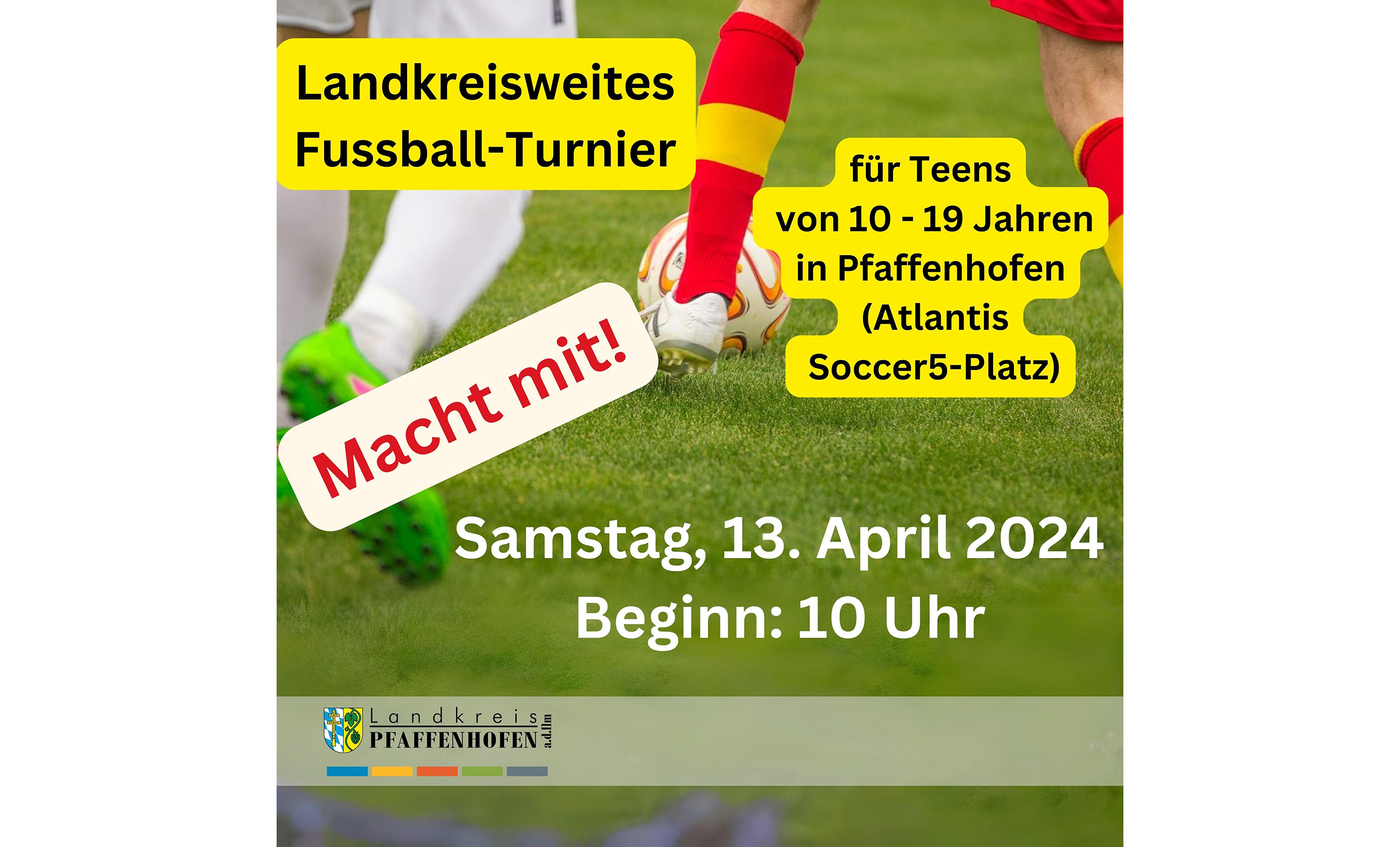Landkreisweites Fußballturnier für Kinder und Jugendliche am 13. April