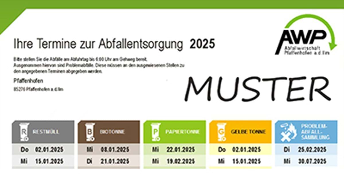 AWP informiert: Abfuhrterminpl&auml;ne 2025 sind online | Landkreis