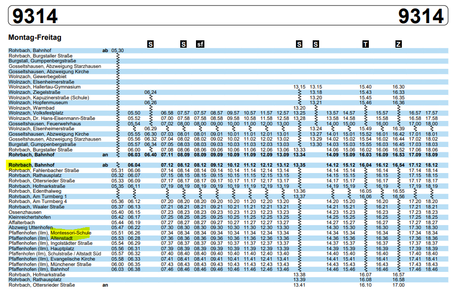 ein Busfahrplan