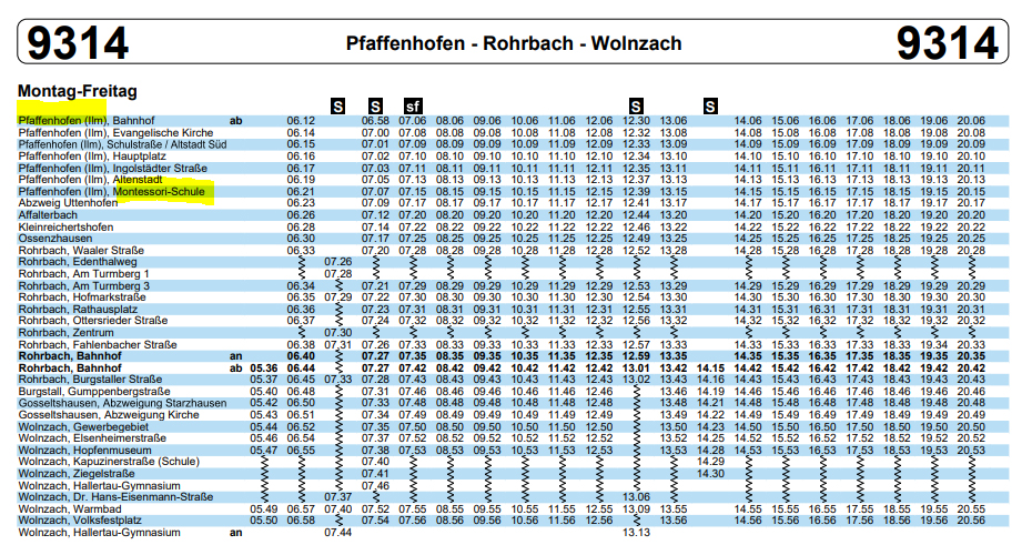 ein Busfahrplan