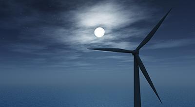 ein Windrad in der Nacht