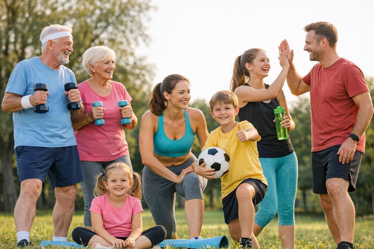 Drei Generationen machen Sport im Freien