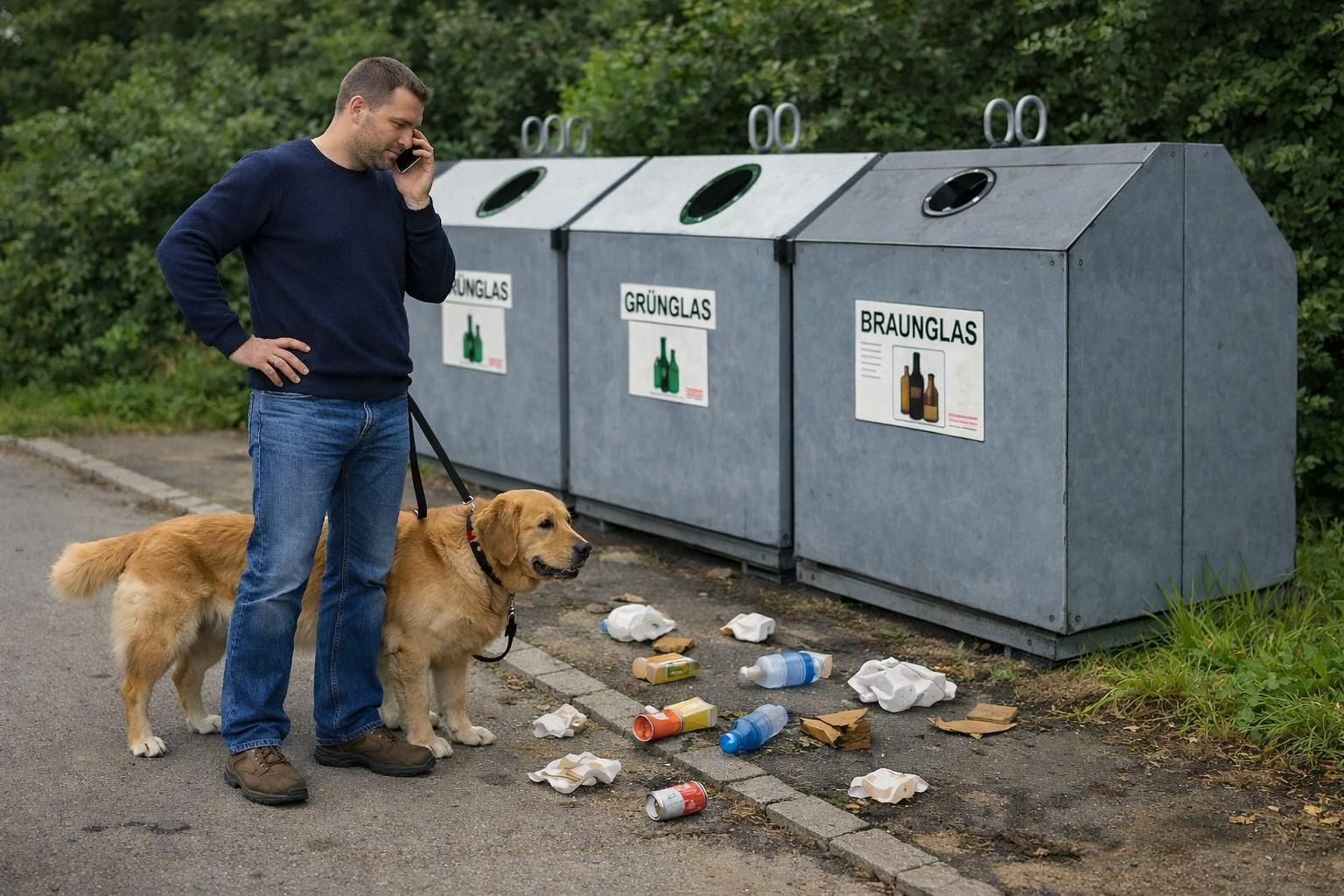 Container mit Müll am Boden